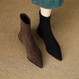 Skinny Boots Women 2025 New Autumn And Winter Fashion After Thin Zipper Bare Boots Flat Bottom French Sharp-Headed Short