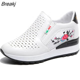 2023Women Comfortable Casual Shoes Summer Slip on Loafers Mixed Colors Hollow Out Increasing Internal Height Sneakers