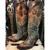 2021 Brand Top Quality Chunky Heel Embroidery Western Boots For Women Cowboy Casual Work Rivet Riding Boots