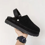 Breakj New Round Head Thick Bottom Plus Velvet Low-Top Cotton Shoes Women After Mixing With Bun Head After The Empty Cotton Tow