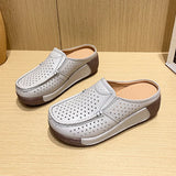 Breakj Version Of The New Lazy Bag Head Half Slippers Women's Summer Penetration Anti-Skid Shoes To Increase The Thick-Sed Loose Cake Small White