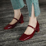 Breakj Size Mary Jane Shoes Popular Summer New Thick Heel Retro Square Head Women's Shoes Fashion Temperament In The Heel Simple Single