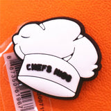 1pcs Chef Style PVC Shoe Charms Accessories Decorations Cook Hat Apron Wok Spatula Designer Croc Jibz Buckle Kids