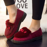 2020 Autumn Winter Women Ballet Flats Lovely Bow Warm Fur Comfort Cotton Shoes Woman Loafers Warm Fluffy Zapatos De
