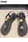 Flat Women's Summer Sandals Flip Flops Bohemian Flat Beach Shoes Female Casual Shoe for Women Woman Espadrilles 41