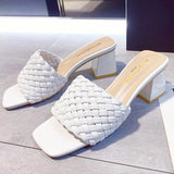 Luxury Slides Women Mules Fetish Pumps Individual Weave Leisure New Thick Heel Office Ladies Prom Slippers Women's