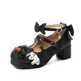 Japanese Lolita Shoes Mary Jane Pu Leather JK-Uniform Kawai Girl Student Sweet Round Toe Waterproof Platform Shoes Anime
