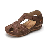 Breakj Summer New Women's Shoes Large-Size Hollow Women's Shoes Car Sewing Slope And Round Head Hollow Laser Sandals