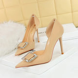 Breakj Sexy Nightclub Show Thin Side Hollow Out High-Heeled Shoes Women's Shoes Fine Heel Ultra High Heel Water Diamond Buckle Single
