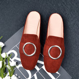 Breakj Bottom Round Half Slippers Women's Leisure Bag Head Retro Lazy Outside Wearing A Follower Muller Single Shoe Size