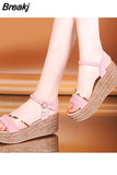Heel Sandals Women Summer Shoes Wedges Bohemian Woman Sandals Ankle Strap Platform Diamond Beach Sandles Female