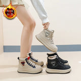 Breakj Velvet High Top Snow Boots Female 2024 Winter New Student Ins Korean Version Warm Leisure Platform Cotton Shoes