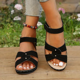 Breakj Sports Sandals Women Large Size Round Head Breathable Light Lifting Velcro Hollow Sandals Women