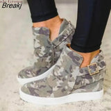 Women 2020 Spring Autumn Women's vulcanized shoes Camouflage Canvas Platform Heighten shoes Casual Ladies