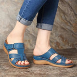 Womens Sandals Summer Wedges Shoes Adult Open Toe Slip On Comfy Slippers Solid Color Buckle Beach Shoes For Lady 2023