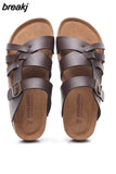 New Summer Men Cork Slipper Beach Shoe Casual PU Leather Male Outdoor