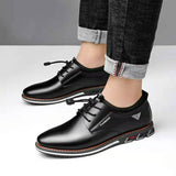 New Men Shoes Leather Cowhide Leather Shoes Men Comfortable Low-top British Casual Single Shoes Leather Shoes Formal