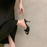 Breakj Temperament Black Bow High Heels Women 2025 Summer New Catchy And Muller Women Cold