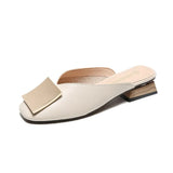 Women Mules Pumps Trend Square Buckle Wooden Block Elegant Office Party Ladies Casual Shoes Summer Women