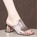 Breakj Fashion Breathable High Heel Coarse Fashion Comfortable Head Cool Slippers Large Size Sandals Women