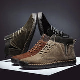 o'clock 2020 Quality Winter Men's Leather Boots Outdoor Comfortable Elastic Sock Male Shoes Casual High-Top Lace-up