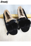 Shoes Women Casual Female Sneakers Loafers Fur Autumn Metal Chain Flats Modis Round Toe Retro Moccasin Fall Buckle