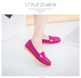 Breakj And Summer Round Head Flat Heded Shallow Shoes Single Shoes Metal Buckle Flat-Soled Women's Shoes Students Bean Shoes Casual Single