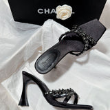 High Heels 2025 New Crystal Chain Side Toe Horseshoes And Cool Drag Women's