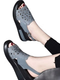 Summer Wedge Shoes for Women Sandals Open Toe Platform Hollow Flowers Retro Lady High Heel Buckle Strap Casual Female
