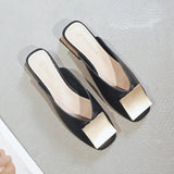 Women Mules Pumps Trend Square Buckle Wooden Block Elegant Office Party Ladies Casual Shoes Summer Women
