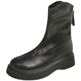 Boots Women Autumn / Winter 2024 New Thick Bottom Black Fashion Martin Boots Women Show Thin Soft Leather Women