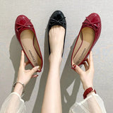Flats Shoes Women Classics Casual Loafers Red Patent Leather Lady Fashion Design Bowknot Shoes for Woman's