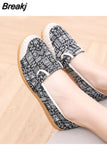 Ladies Casual Comfort Bohemian Slip On Lazy Shoes Female Womens Flat Slip On Canvas Strap Loafers Straw