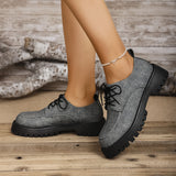 Breakj British Wind Large-Size Thick-Sed Leather Shoes Women's Spring And Autumn New Thick Heel Lace Small Leather
