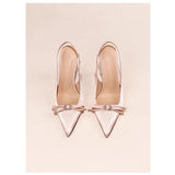 High-Heeled Women 2025 Spring And Summer New Pointed Thin With Bows With A Beautiful Single Shoe With French