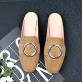 Breakj Bottom Round Half Slippers Women's Leisure Bag Head Retro Lazy Outside Wearing A Follower Muller Single Shoe Size