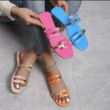 Breakj Women's Shoes Slippers 2025 Summer New Large-Size Color Flat Cool Slippers