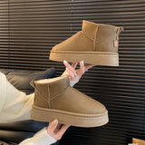 Breakj Bottom Snow Boots Women 2025 Winter New Velvet Thick Warm Cotton Boots Fashion Leisure Short