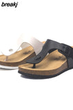 Fashion Summer Women Wedge Cork Flip Flops Slipper 2023 New Beach Outside Non-slipe Trifle Platform Med Heel Slide