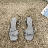 Summer New Narrow Band Women Sandal Shoes Fashion Thick Heel Ladies Elegant Open Toe Sandalias Ankle Strap Dress