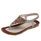 Breakj Roman Sandals Women's Summer Fairy Wind Flat Soles Toes Drilled Sandals Large Size