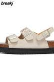 New Summer Women Beach Outside Platform Cork Slippers Med Heel Casual Non-slip Outdoor Sandals