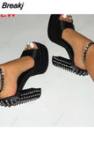 Dropship 2023 Summer Platform Woman Shoes Sandals Office Lady Cute Elegant High Heeled Women Sandals Shoes Big Size