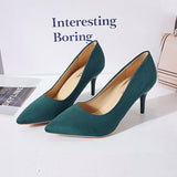 Breakj Spring New Large-Size High-Heeled Single-Shoe Rubber Sheel Fine Heel Light-Mouthed Women's Velvet High-Heeled