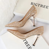 Breakj Versatile Women's Shoes Bridesmaids Wedding Shoes High Heel Shallow Pointed Sexy Nightclub Show Thin Female Singles