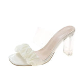 Breakj Slippers Women 2025 New Fairy Wind Korean Version Of The First Word Transparent Slippers Crystal And High-Heeled