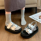 Spring And Summer New Metal Buckle Ins Pine Cake Thick Soles Casual Retro Fashion Sandals Female Students Hit The