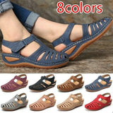 Summer Vintage Wedge Sandals Buckle Casual Sewing Women Shoes Female Ladies Platform Retro Sandalias Plus