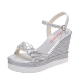 Women's Sandals Wedges Footwear Summer Platform Sandals Women Shoes Buckle Female Slip on Peep Toe Weave Ladies Casual