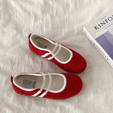 Breakj Version Of The Color Double Bouquet Single Shoe 2025 Autumn New Retro Round Head Mary Jane Shoes Flat Bottom Shallow Casual